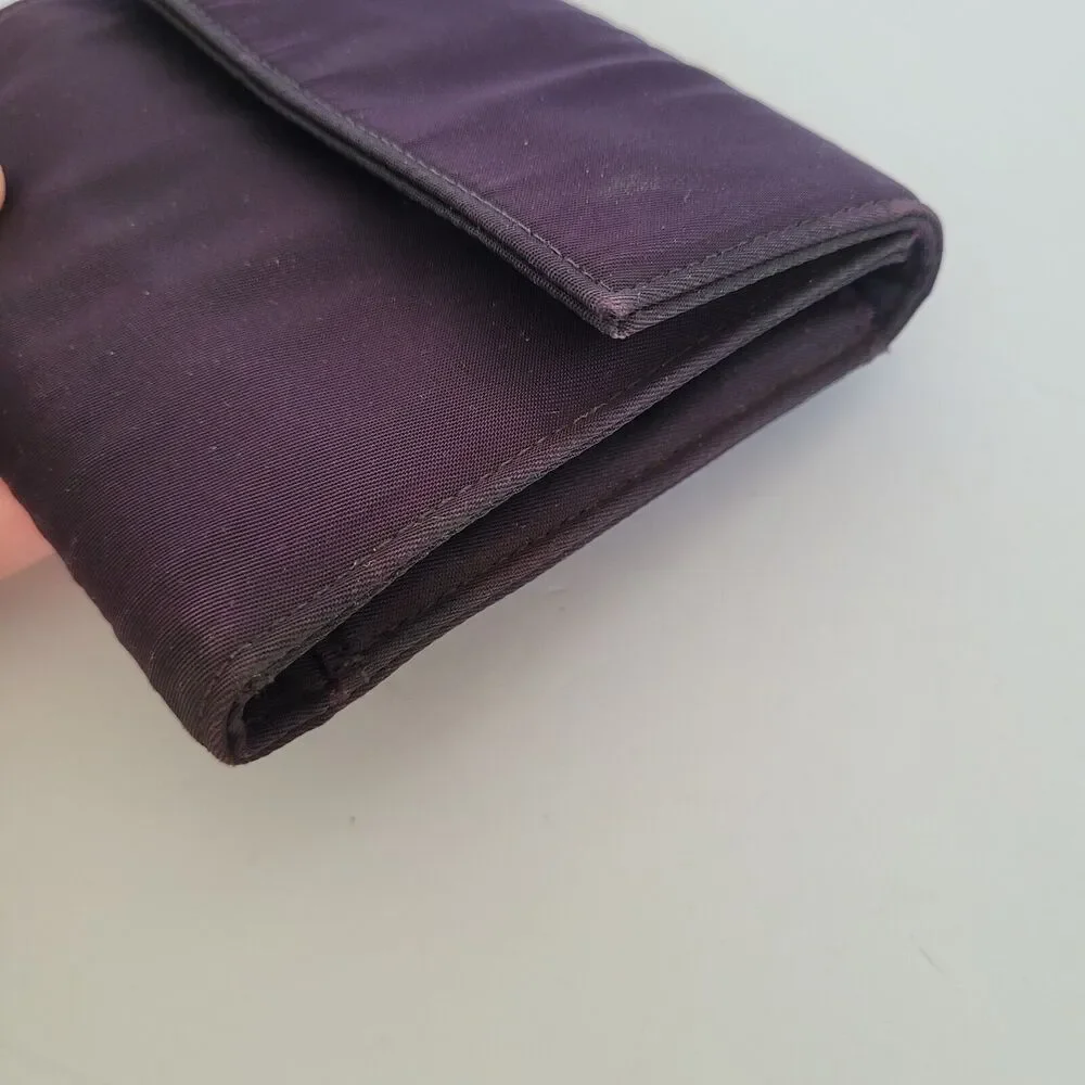 PRADA Vintage Tessuto Chic Purple Nylon Logo‎ Wallet Medium Trifold Card Bill